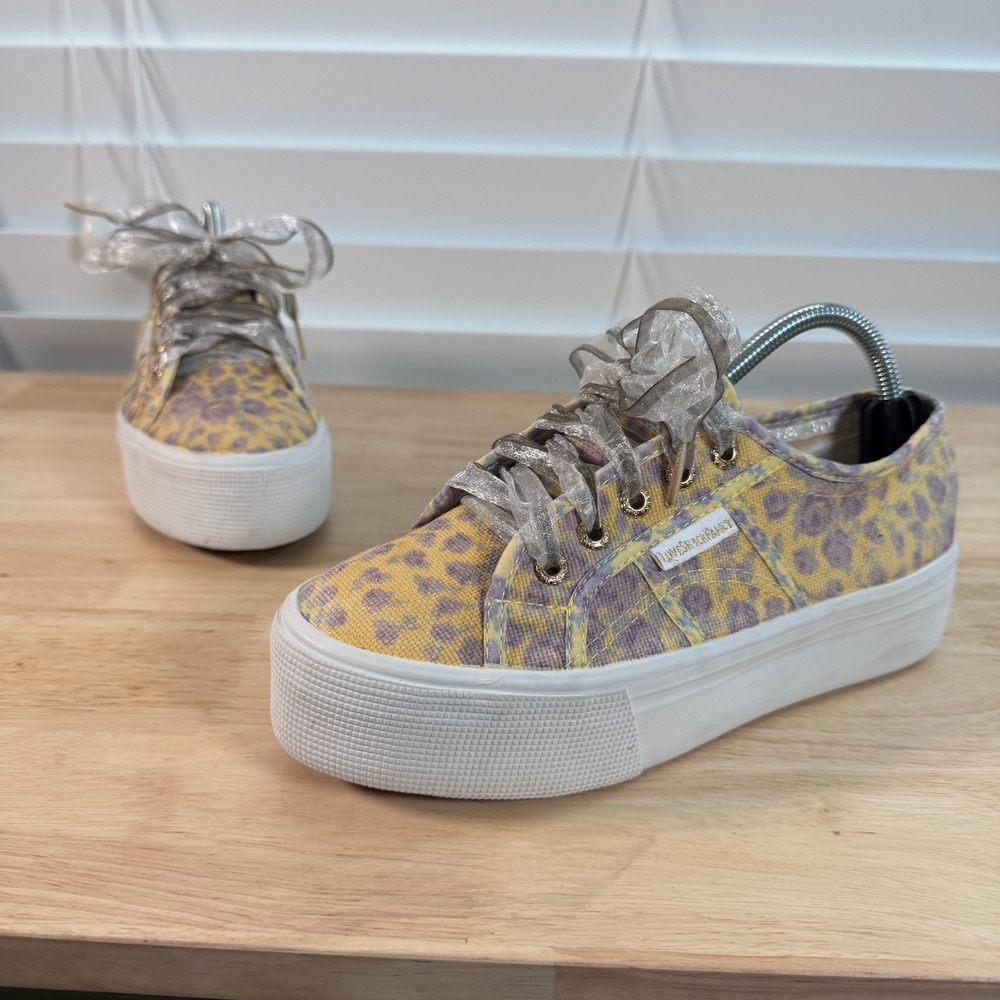 Superga x LoveShackFancy Platform Sneakers Women's Yellow Floral Low Top - 6.5
